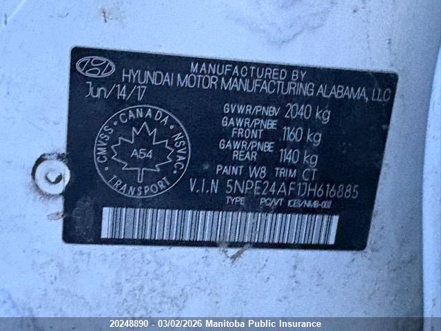 5NPE24AF1JH616885 Hyundai Sonata Sport