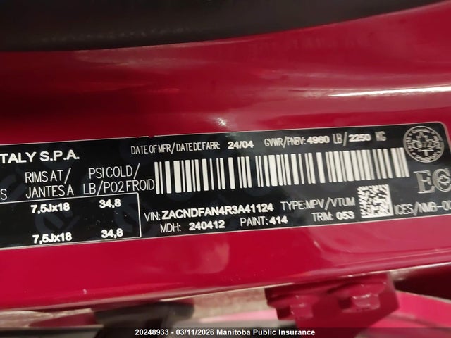 ZACNDFAN4R3A41124 Dodge Hornet Gt Plus