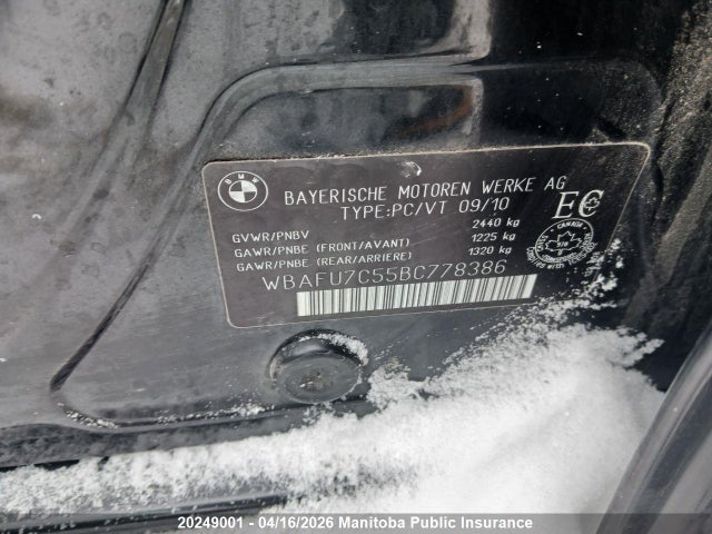 20249001 :رقم المزاد ، WBAFU7C55BC778386 vin ، 2011 Bmw 535xi مزاد بيع