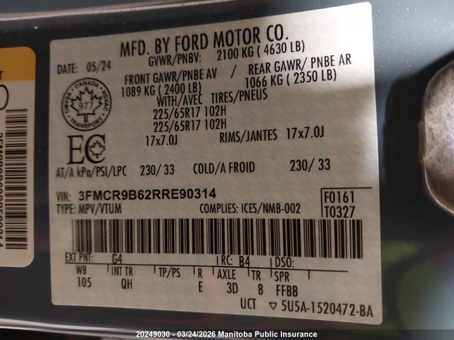 3FMCR9B62RRE90314 Ford Bronco Sport Big Bend
