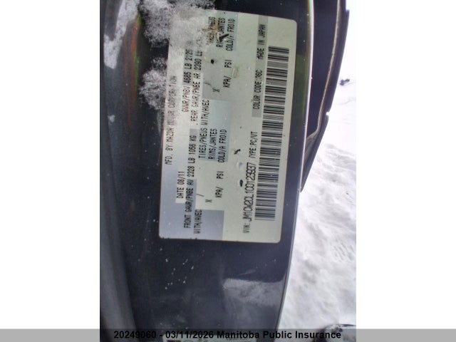 20249060 :رقم المزاد ، JM1CW2CL1C0123937 vin ، 2012 Mazda 5 Mazda Gs مزاد بيع