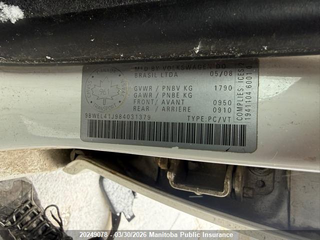 20249078 :رقم المزاد ، 9BWEL41J984031379 vin ، 2008 Volkswagen Golf City مزاد بيع