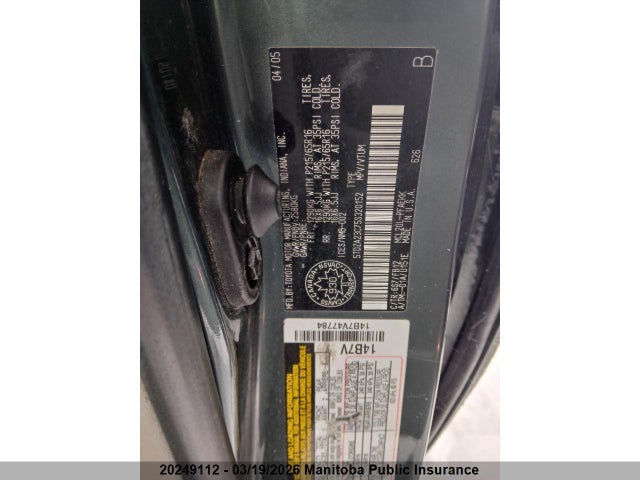 Auction sale of the 2005 Toyota Sienna Le V6 Le V6, vin: 5TDZA23C75S320152, lot number: 20249112