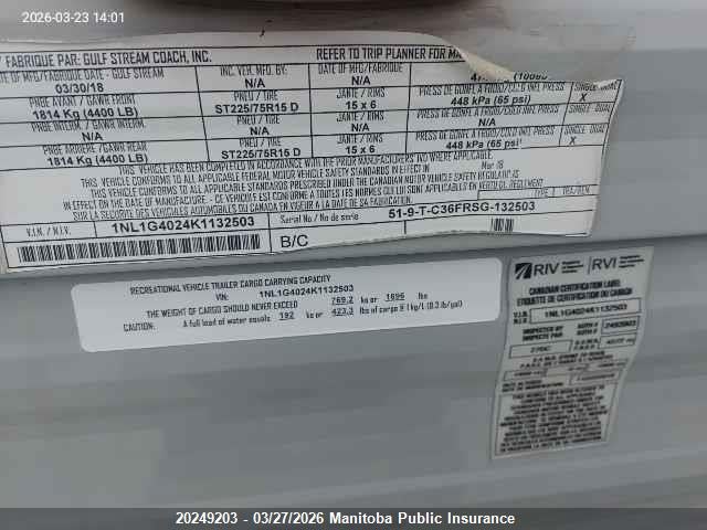 Trailer Gulfstream 2019 1NL1G4024K1132503 Image 9