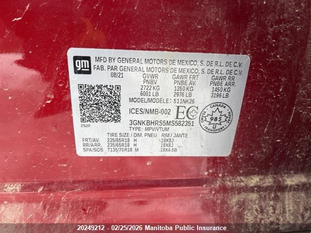3GNKBHRS5MS582351 Chevrolet Blazer Lt