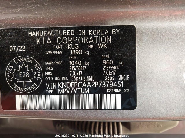 Продаж на аукціоні авто 2023 Kia Seltos Lx, vin: KNDEPCAA2P7379451, номер лоту: 20249220