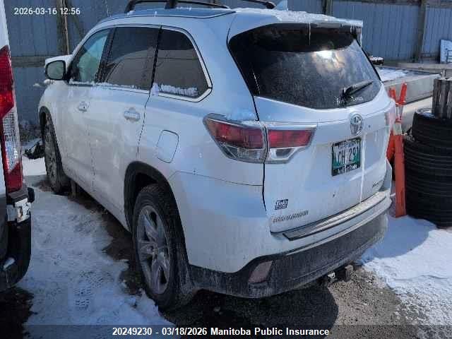 Aukcja sprzedaży 2015 Toyota Highlander Limited V6, vin: 5TDDKRFH7FS083672, numer aukcji: 20249230