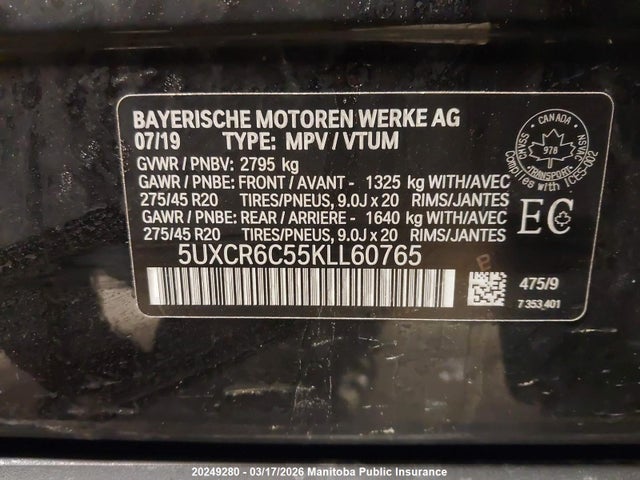 5UXCR6C55KLL60765 BMW X5 40i