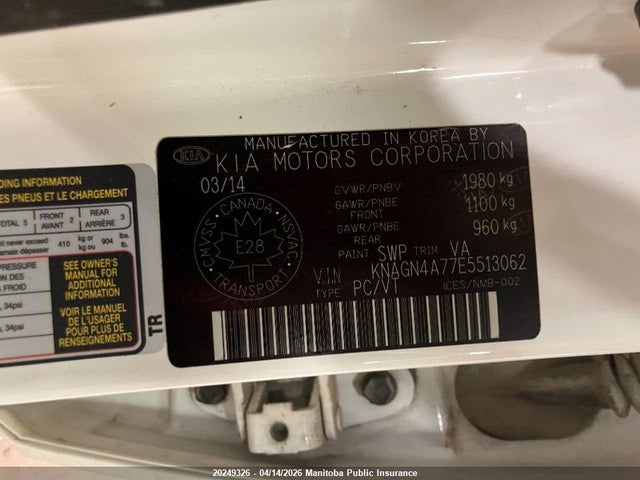 KNAGN4A77E5513062 KIA OPTIMA EX