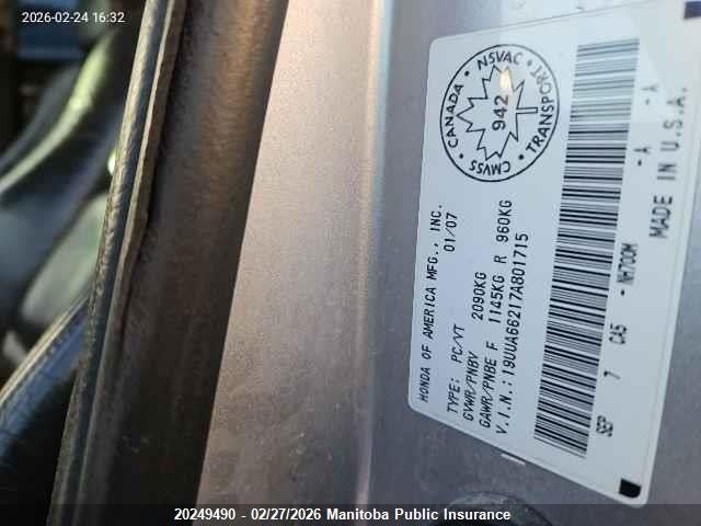 Продажа на аукционе авто 2007 Acura Tl, vin: 19UUA66217A801715, номер лота: 20249490