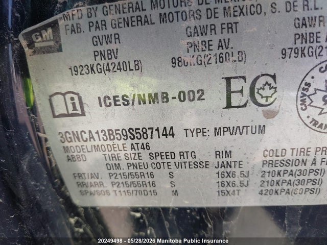Продаж на аукціоні авто 2009 Chevrolet Hhr Ls, vin: 3GNCA13B59S587144, номер лоту: 20249498