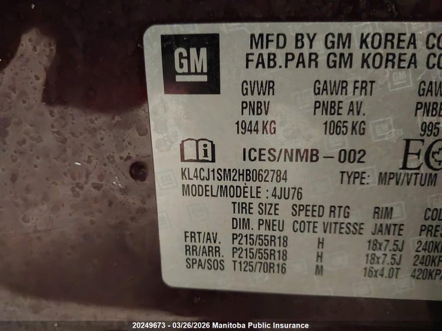 KL4CJ1SM2HB062784 Buick Encore