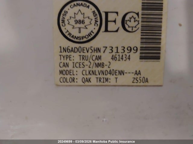 1N6AD0EV5HN731399 Nissan Frontier Pro-4x Crew Cab V6