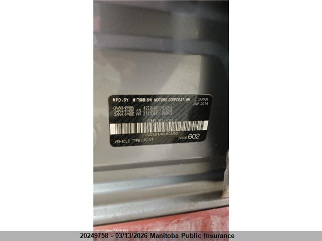 Продаж на аукціоні авто 2014 Mitsubishi Lancer Sportback Se, vin: JA32X2HU4EU604253, номер лоту: 20249758