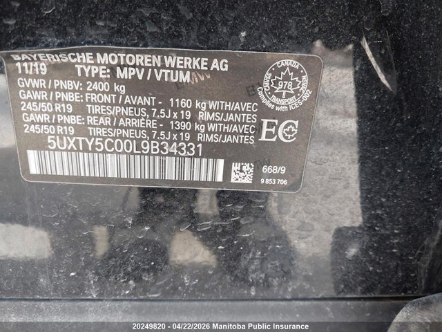 Aukcja sprzedaży 2020 Bmw X3 30i, vin: 5UXTY5C00L9B34331, numer aukcji: 20249820