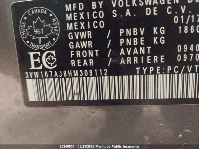 3VW167AJ8HM309112 Volkswagen Jetta 1.4 Tsi