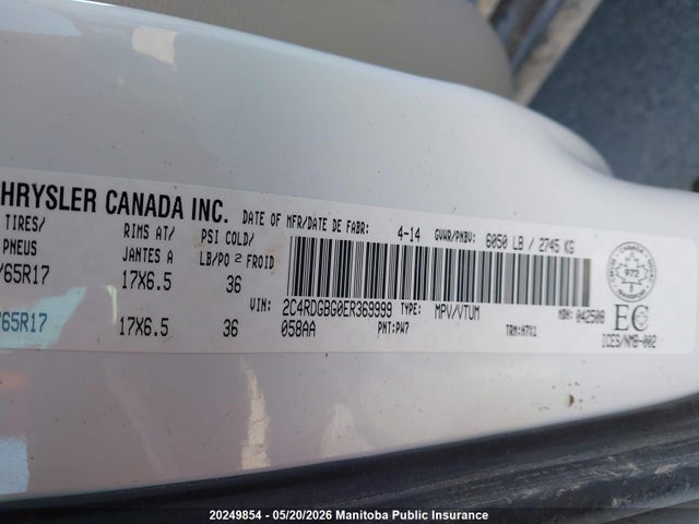 Aukcja sprzedaży 2014 Dodge Grand Caravan Se, vin: 2C4RDGBG0ER369999, numer aukcji: 20249854