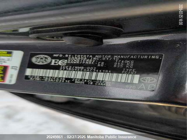 Aukcja sprzedaży 2010 Toyota Corolla Le, vin: 2T1BU4EE0AC344184, numer aukcji: 20249861