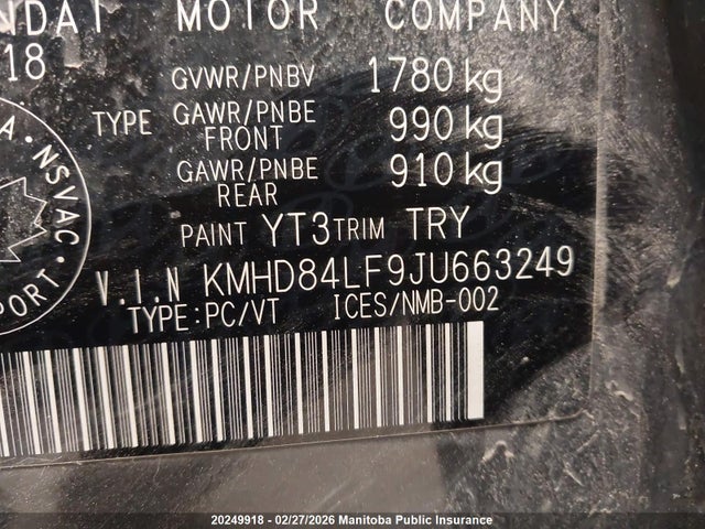 KMHD84LF9JU663249 Hyundai Elantra Limited