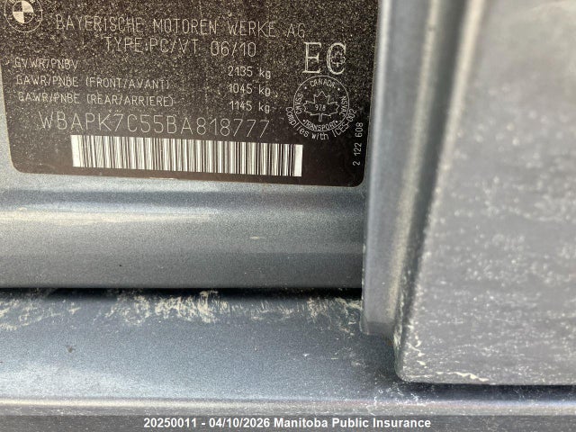 20250011 :رقم المزاد ، WBAPK7C55BA818777 vin ، 2011 Bmw 328xi مزاد بيع