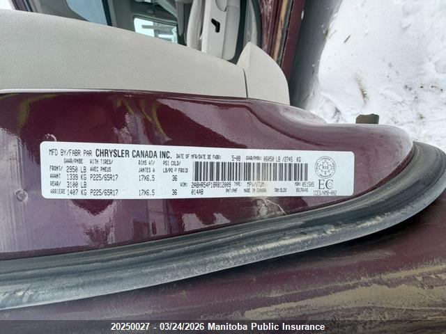 Продаж на аукціоні авто 2008 Chrysler Town & Country Touring, vin: 2A8HR54P18R812009, номер лоту: 20250027