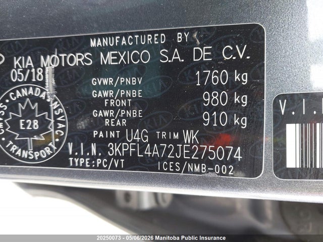 Aukcja sprzedaży 2018 Kia Forte Lx, vin: 3KPFL4A72JE275074, numer aukcji: 20250073