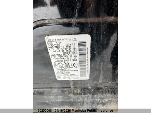 Aukcja sprzedaży 2009 Nissan Rogue S, vin: JN8AS58T89W054686, numer aukcji: 20250098