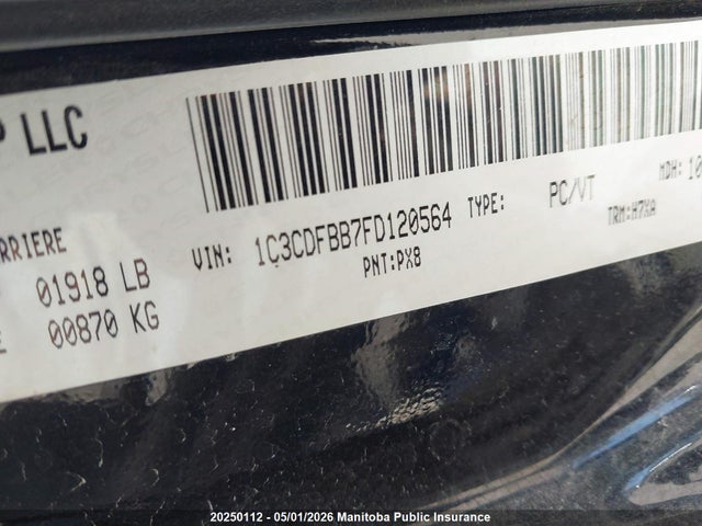 Aukcja sprzedaży 2015 Dodge Dart Sxt, vin: 1C3CDFBB7FD120564, numer aukcji: 20250112
