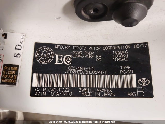 JTDZN3EU3HJ069471 Toyota PRIUS V