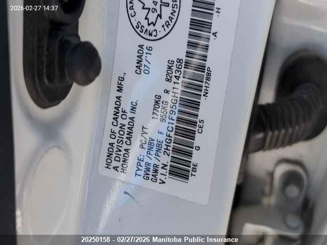 Honda Civic Lx 2016 2HGFC1F95GH114368 Image 9