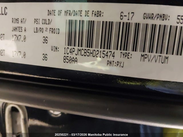 Продаж на аукціоні авто 2017 Jeep Cherokee North, vin: 1C4PJMCB5HD215474, номер лоту: 20250221