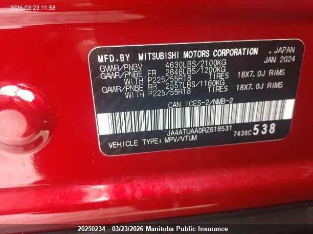 JA4ATUAA0RZ618531 Mitsubishi Eclipse Cross Es