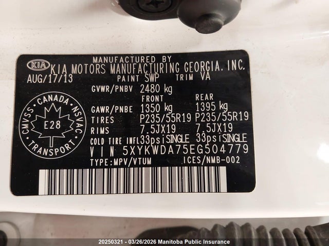 5XYKWDA75EG504779 KIA Sorento Sx V6