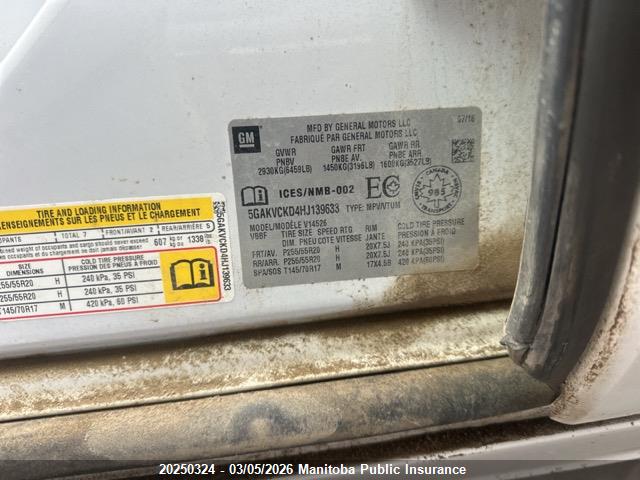 5GAKVCKD4HJ139633 Buick Enclave