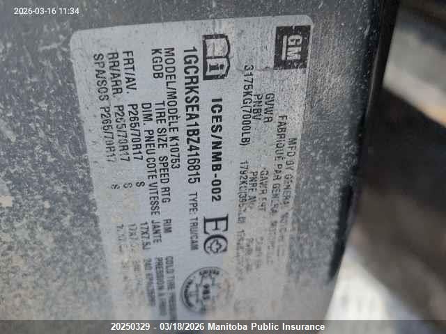 Aukcja sprzedaży 2011 Chevrolet Silverado 1500 Lt Ext Cab, vin: 1GCRKSEA1BZ416815, numer aukcji: 20250329
