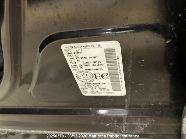 20250378 :رقم المزاد ، JN8AS5MV0DW130918 vin ، 2013 Nissan Rogue Sl مزاد بيع