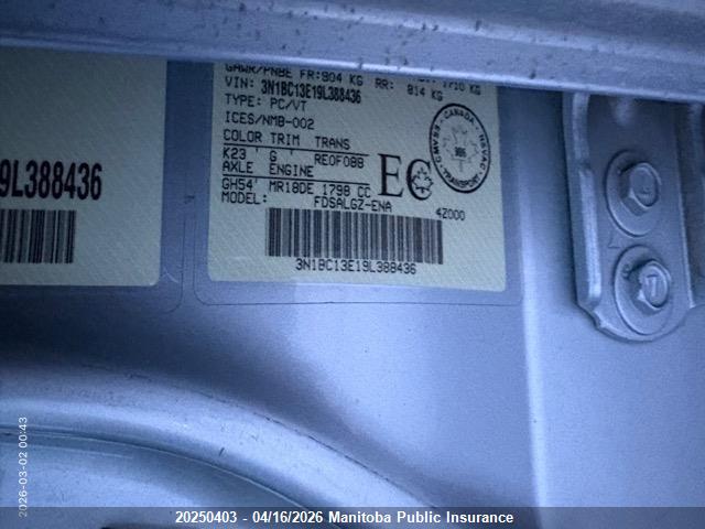 Продаж на аукціоні авто 2009 Nissan Versa 1.8 Sl, vin: 3N1BC13E19L388436, номер лоту: 20250403