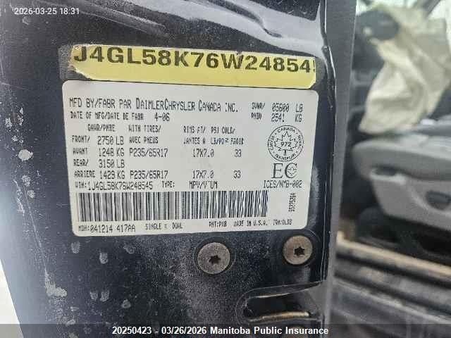 20250423 :رقم المزاد ، 1J4GL58K76W248545 vin ، 2006 Jeep Liberty Limited مزاد بيع