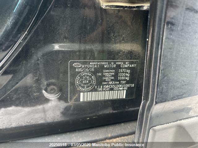 KMHC65LD0KU109718 Hyundai Ioniq Preferred Electric Plus