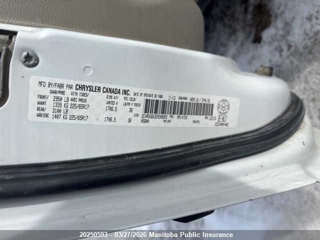 20250593 :رقم المزاد ، 2C4RDGBG3ER206859 vin ، 2014 Dodge Grand Caravan Se مزاد بيع