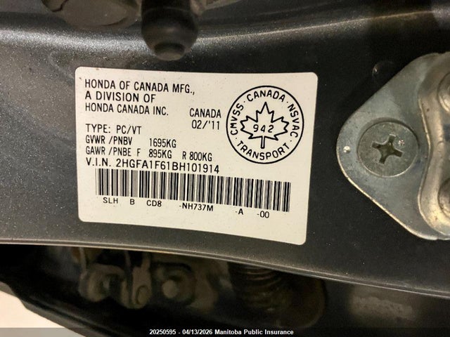 Aukcja sprzedaży 2011 Honda Civic Se, vin: 2HGFA1F61BH101914, numer aukcji: 20250595