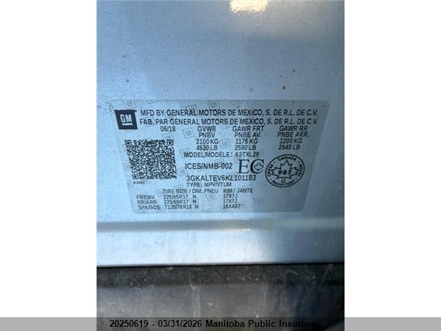 3GKALTEV6KL101183 GMC Terrain Sle