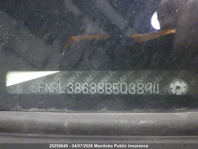 Продаж на аукціоні авто 2008 Honda Odyssey Ex, vin: 5FNRL38688B503894, номер лоту: 20250649