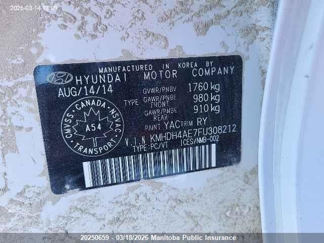 KMHDH4AE7FU308212 Hyundai Elantra Gls