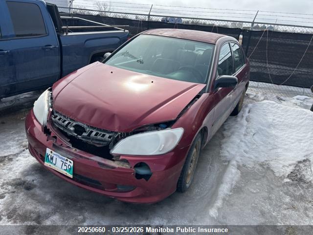 Продажа на аукционе авто 2005 Honda Civic Se, vin: 2HGES16385H043335, номер лота: 20250660