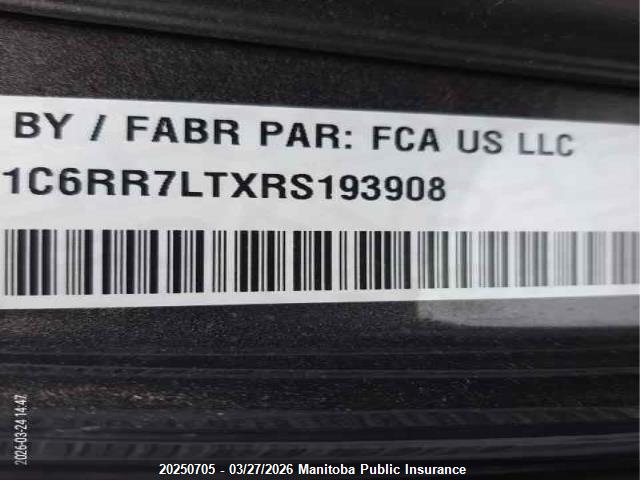 1C6RR7LTXRS193908 Dodge RAM 1500