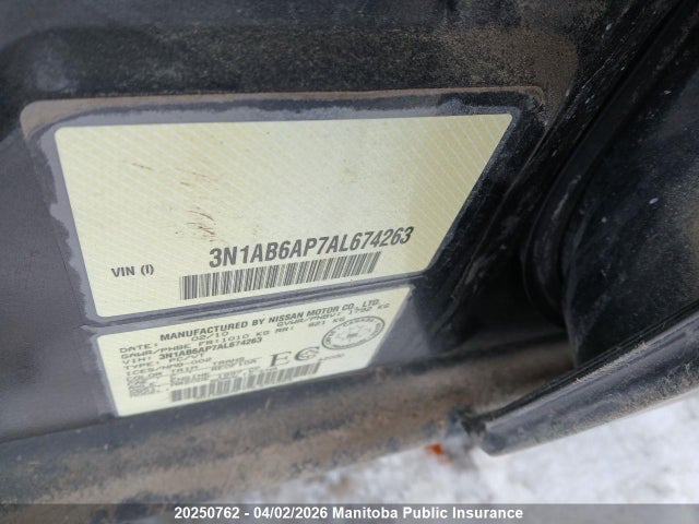 20250762 :رقم المزاد ، 3N1AB6AP7AL674263 vin ، 2010 Nissan Sentra 2.0 مزاد بيع