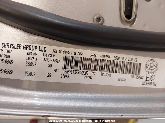 1C6RR7LT5ES362288 Dodge Ram 1500 Slt Crew Cab