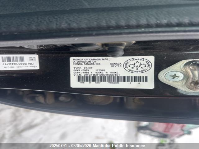 Продаж на аукціоні авто 2013 Honda Civic Ex, vin: 2HGFB2F59DH006451, номер лоту: 20250791