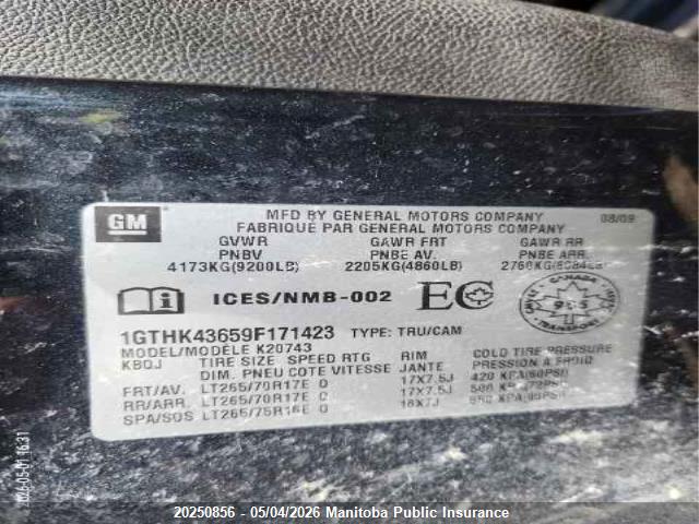 Продажа на аукционе авто 2009 Gmc Sierra 2500 Hd Slt Crew Cab, vin: 1GTHK43659F171423, номер лота: 20250856